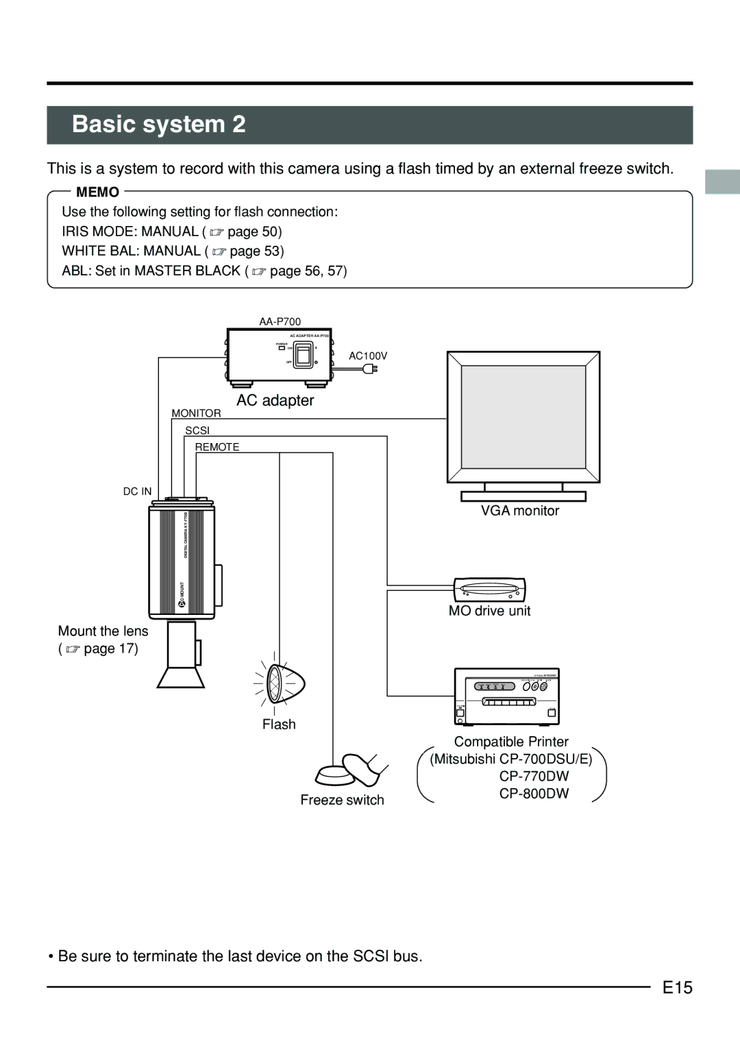 JVC KY-F70B manual E15, Be sure to terminate the last device on the Scsi bus 