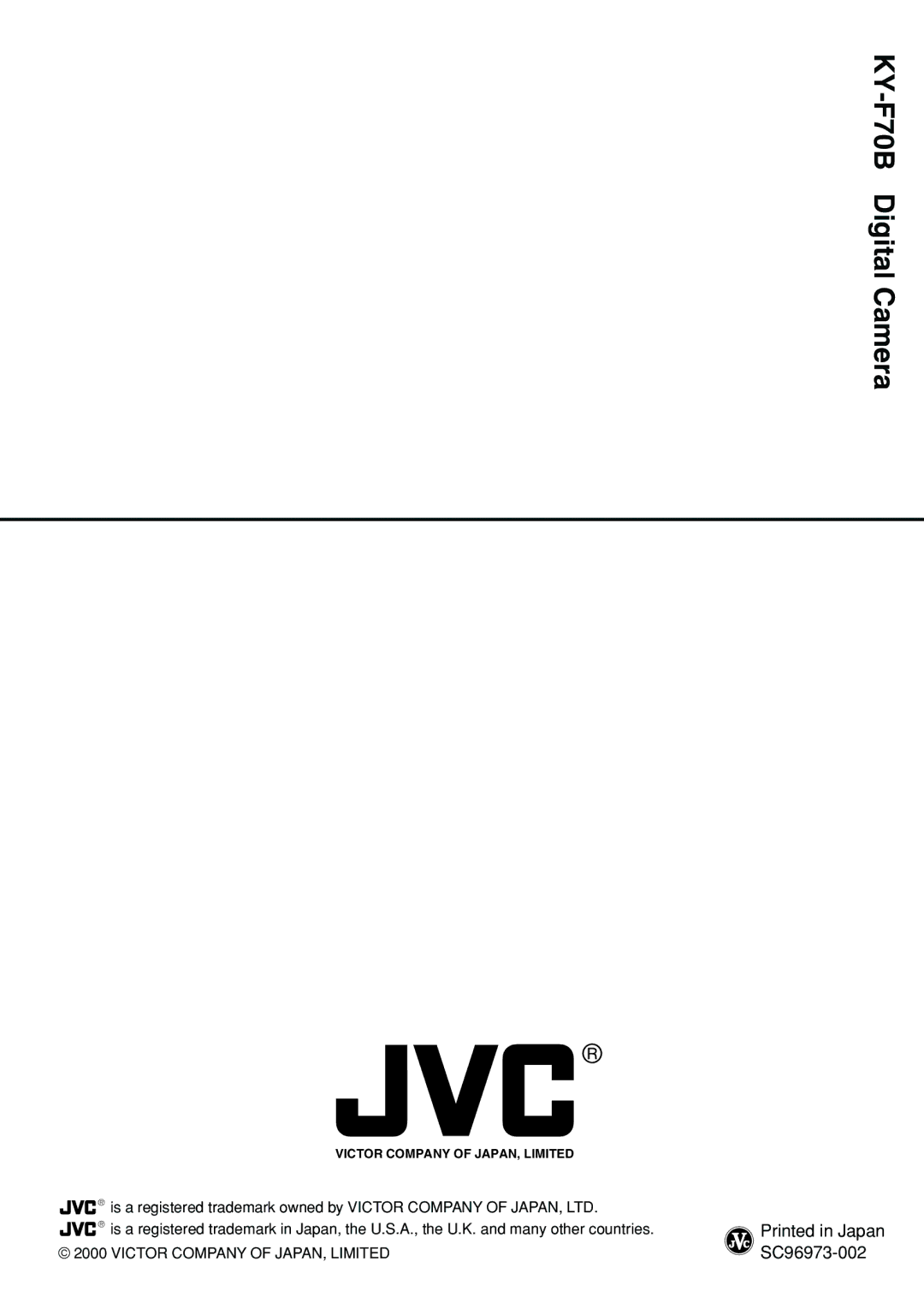 JVC manual KY-F70B Digital Camera 