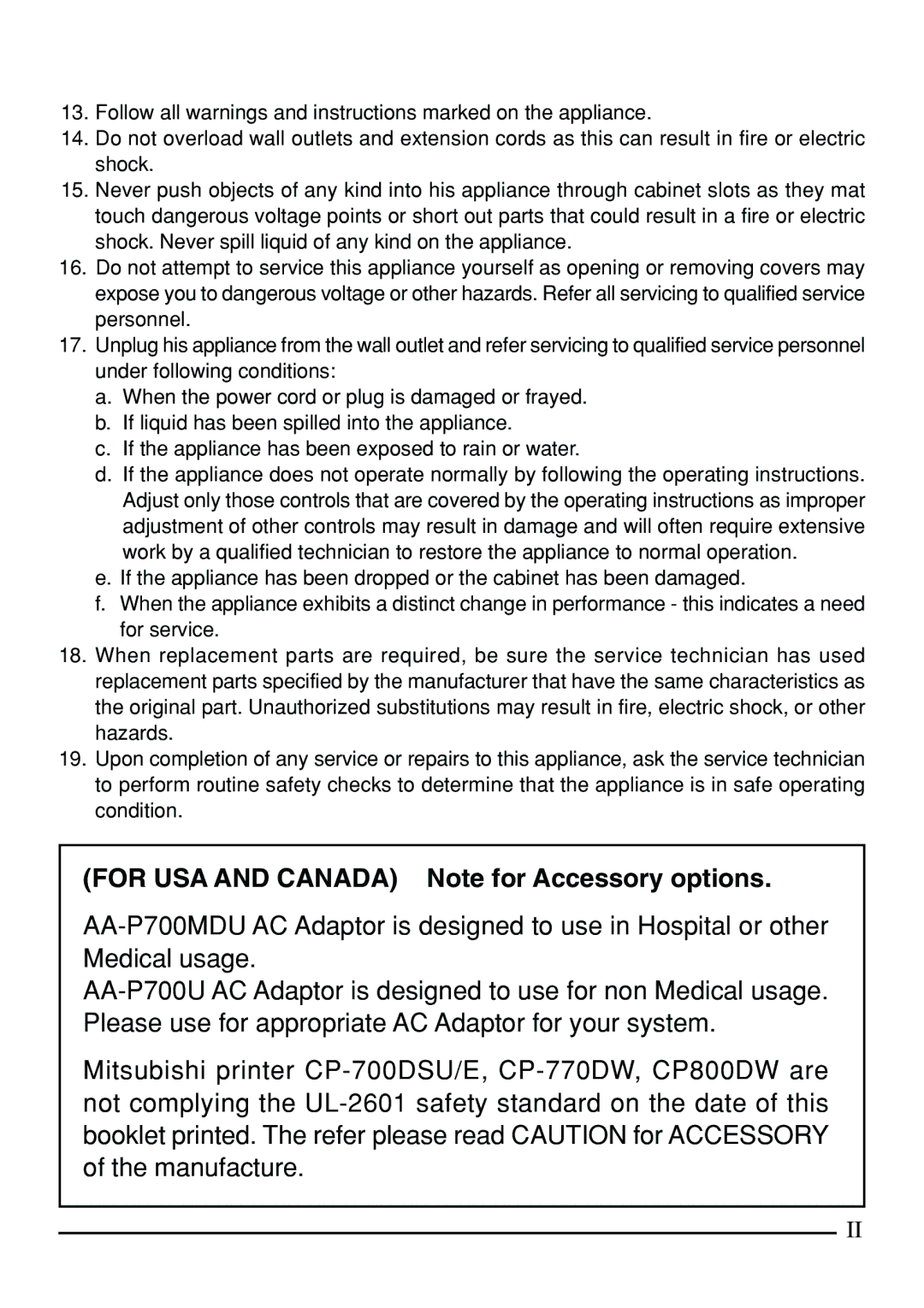 JVC KY-F70B manual For USA and Canada Note for Accessory options 