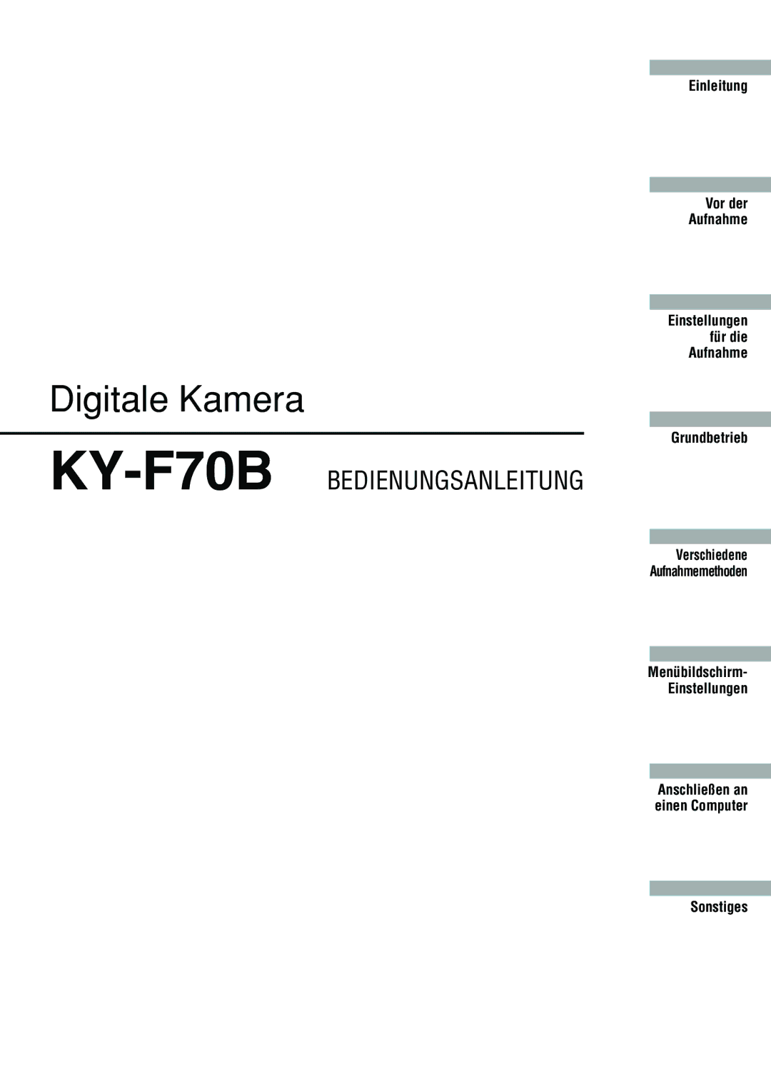 JVC KY-F70B manual Digitale Kamera 