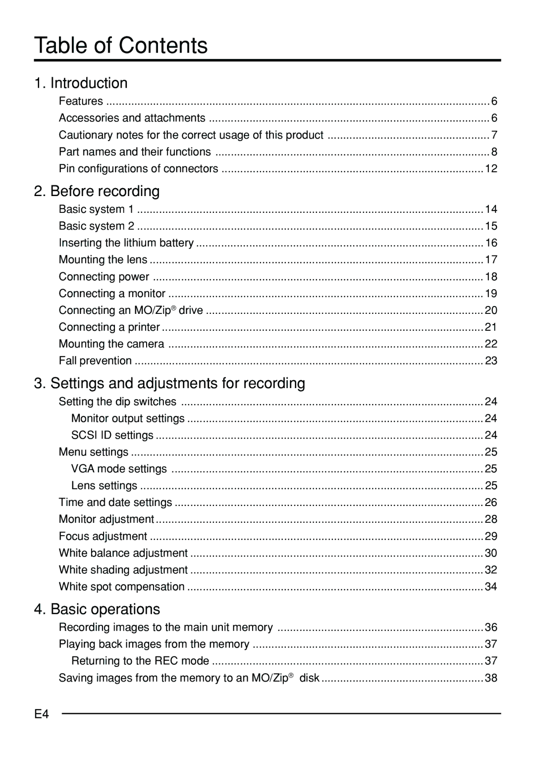 JVC KY-F70B manual Table of Contents 