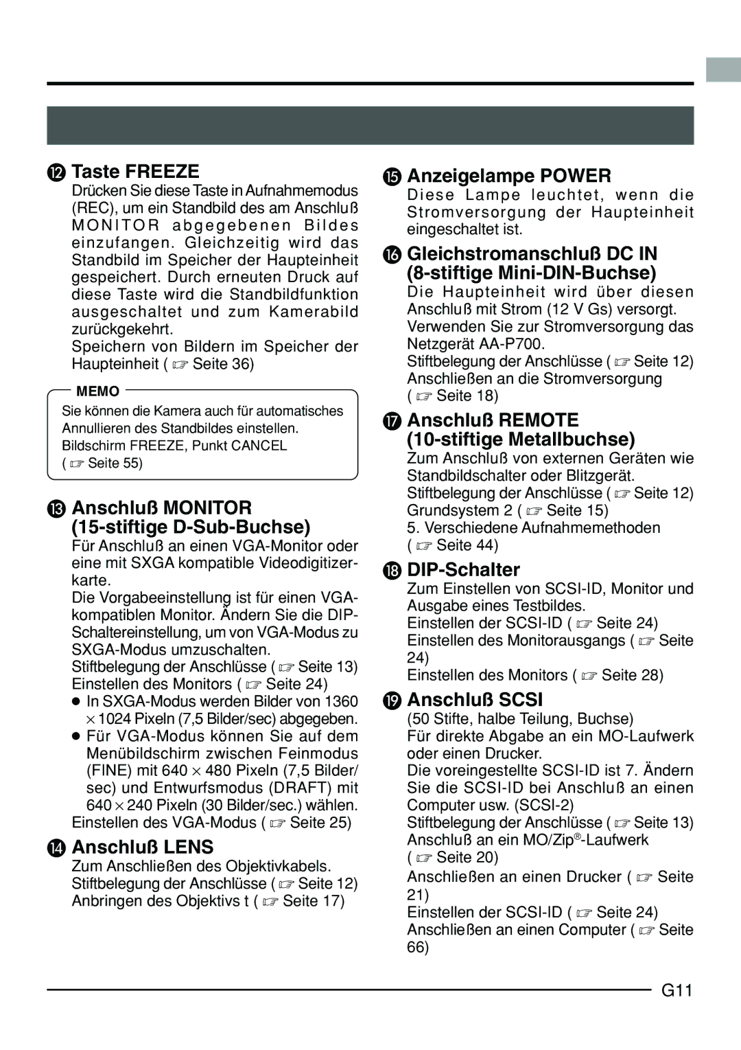 JVC KY-F70B manual G11, Speichern von Bildern im Speicher der Haupteinheit  Seite, Für VGA-Modus können Sie auf dem 