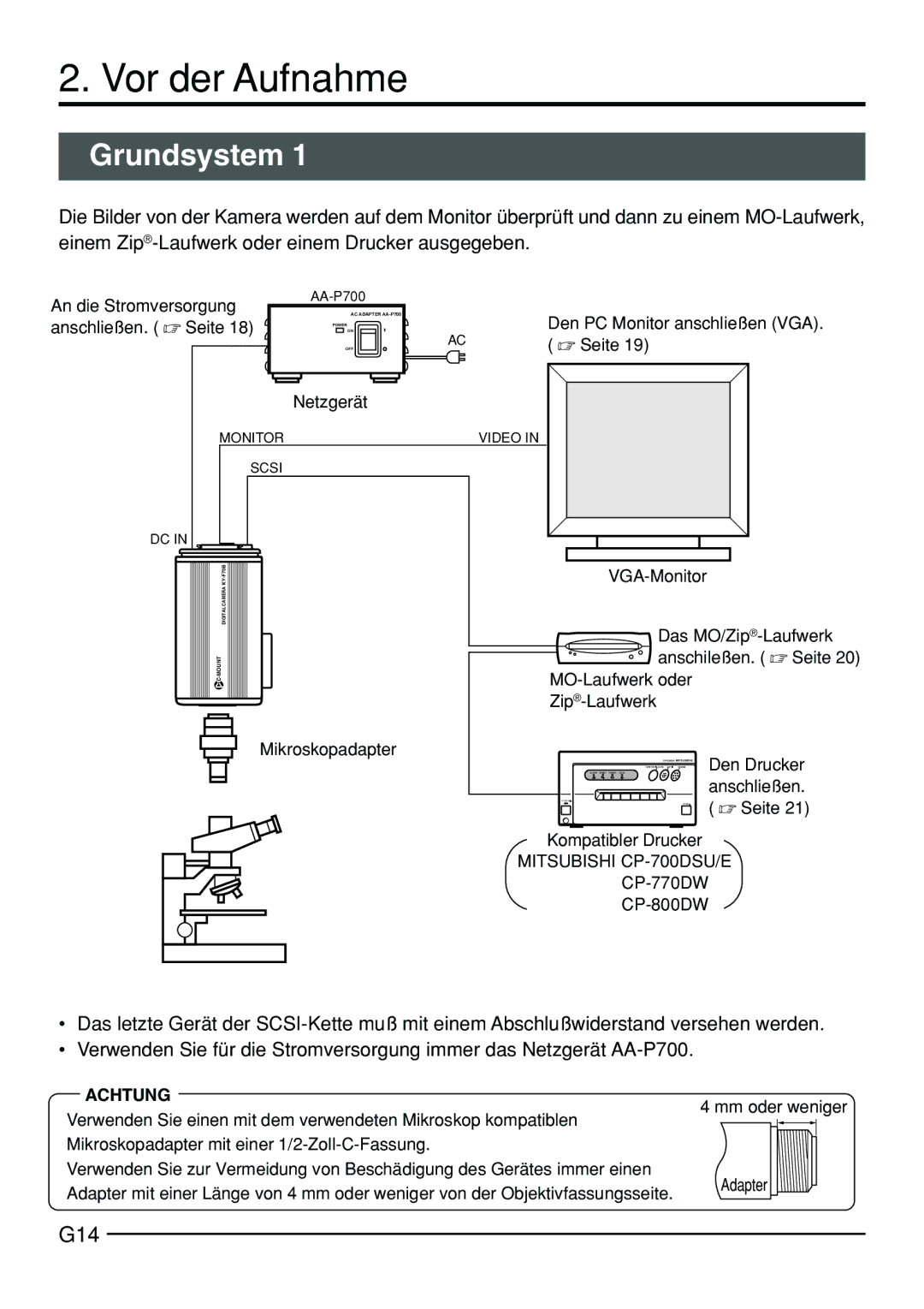 JVC KY-F70B manual Vor der Aufnahme, Grundsystem, G14 