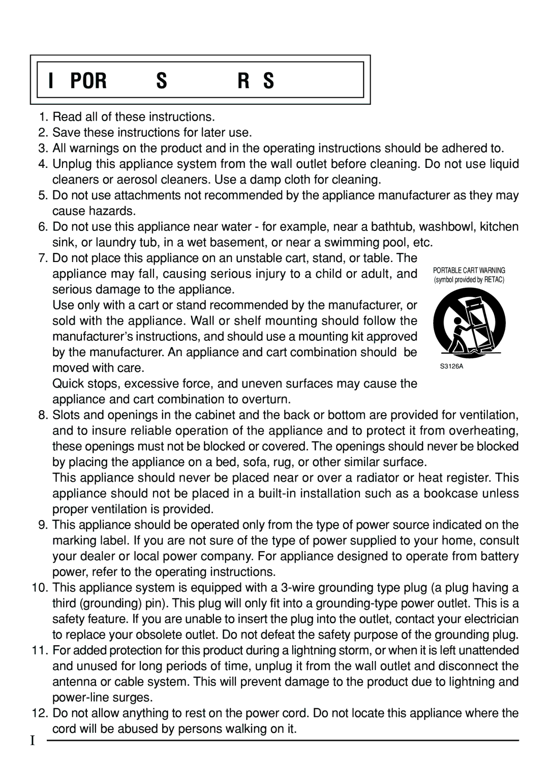 JVC KY-F75 manual Important Safeguards 