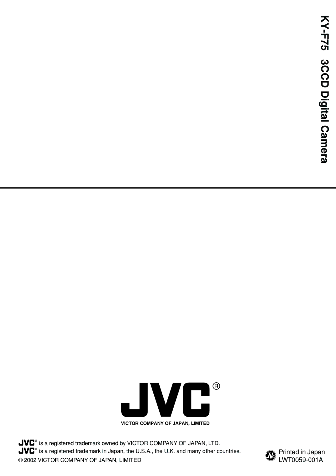 JVC manual KY-F75 3CCD Digital Camera 