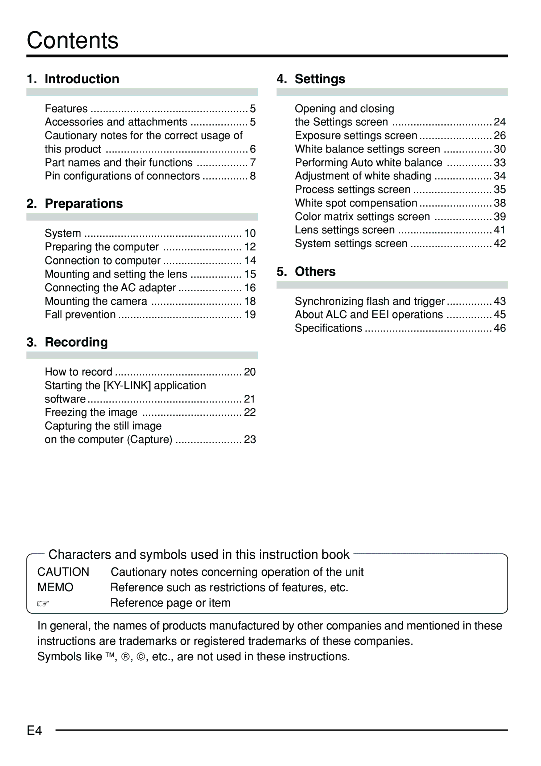 JVC KY-F75 manual Contents 