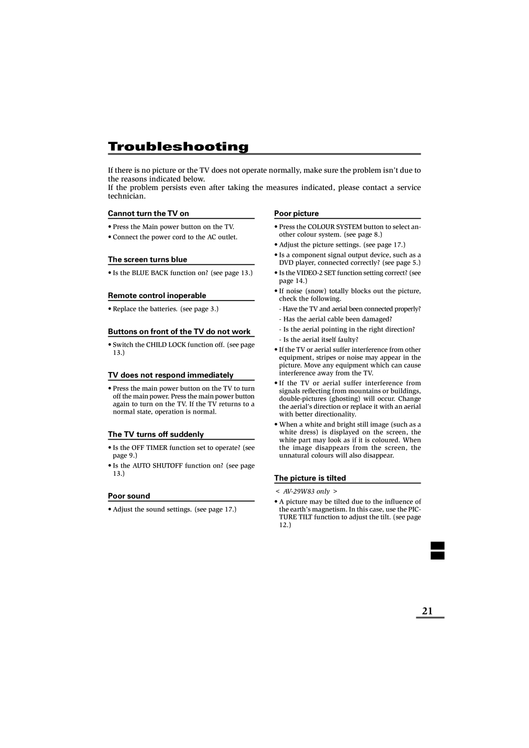 JVC 0902-NIC-JET, LCT1179-001A-H specifications Troubleshooting 