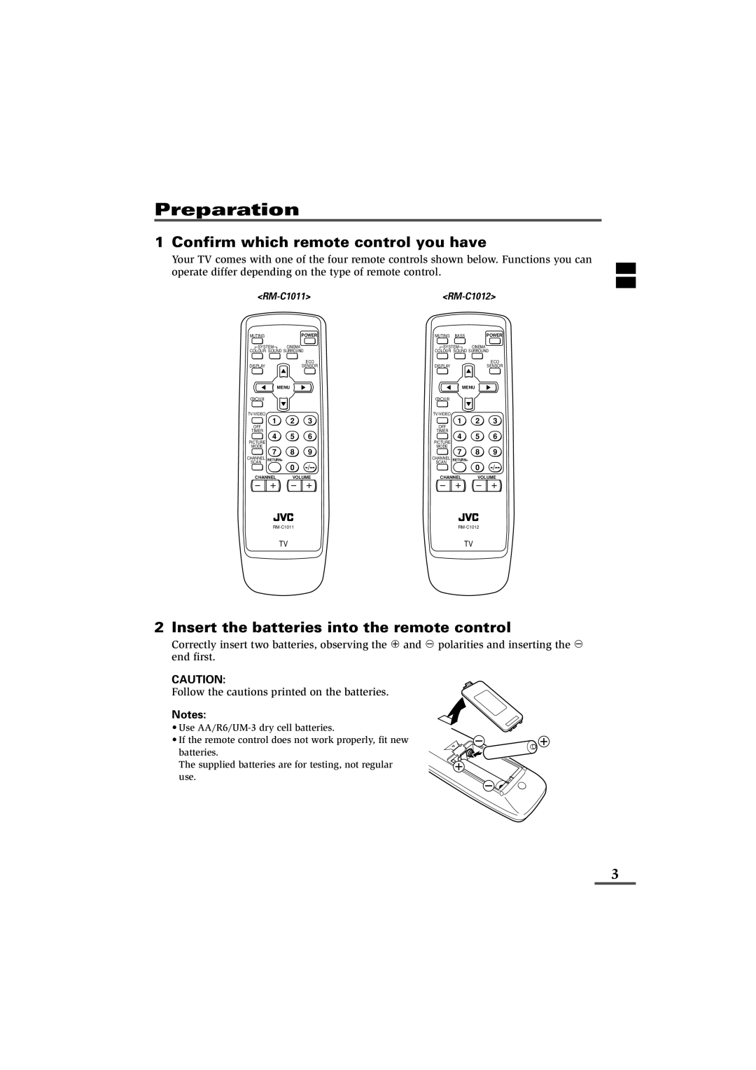 JVC 0902-NIC-JET, LCT1179-001A-H specifications RM-C1011 RM-C1012 