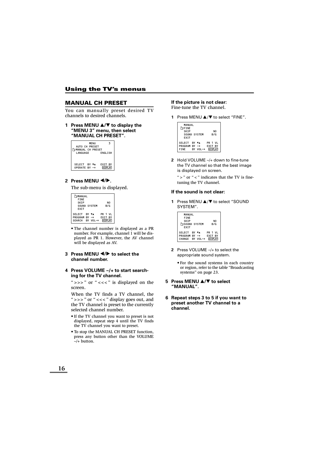 JVC LCT1179-001A-H, 0902-NIC-JET specifications Press Menu tto select Sound System 