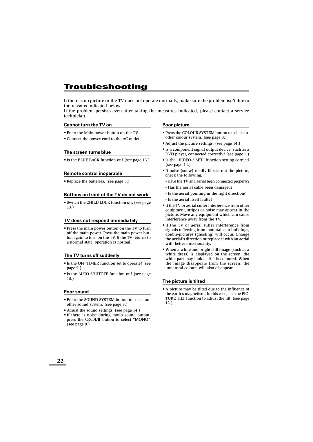 JVC LCT1179-001A-H, 0902-NIC-JET specifications Troubleshooting 