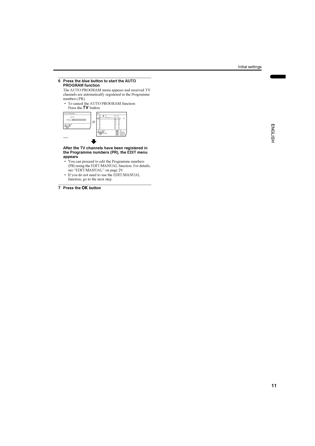 JVC PD-42DV2, LCT1445-001A manual Press the blue button to start the Auto Program function 