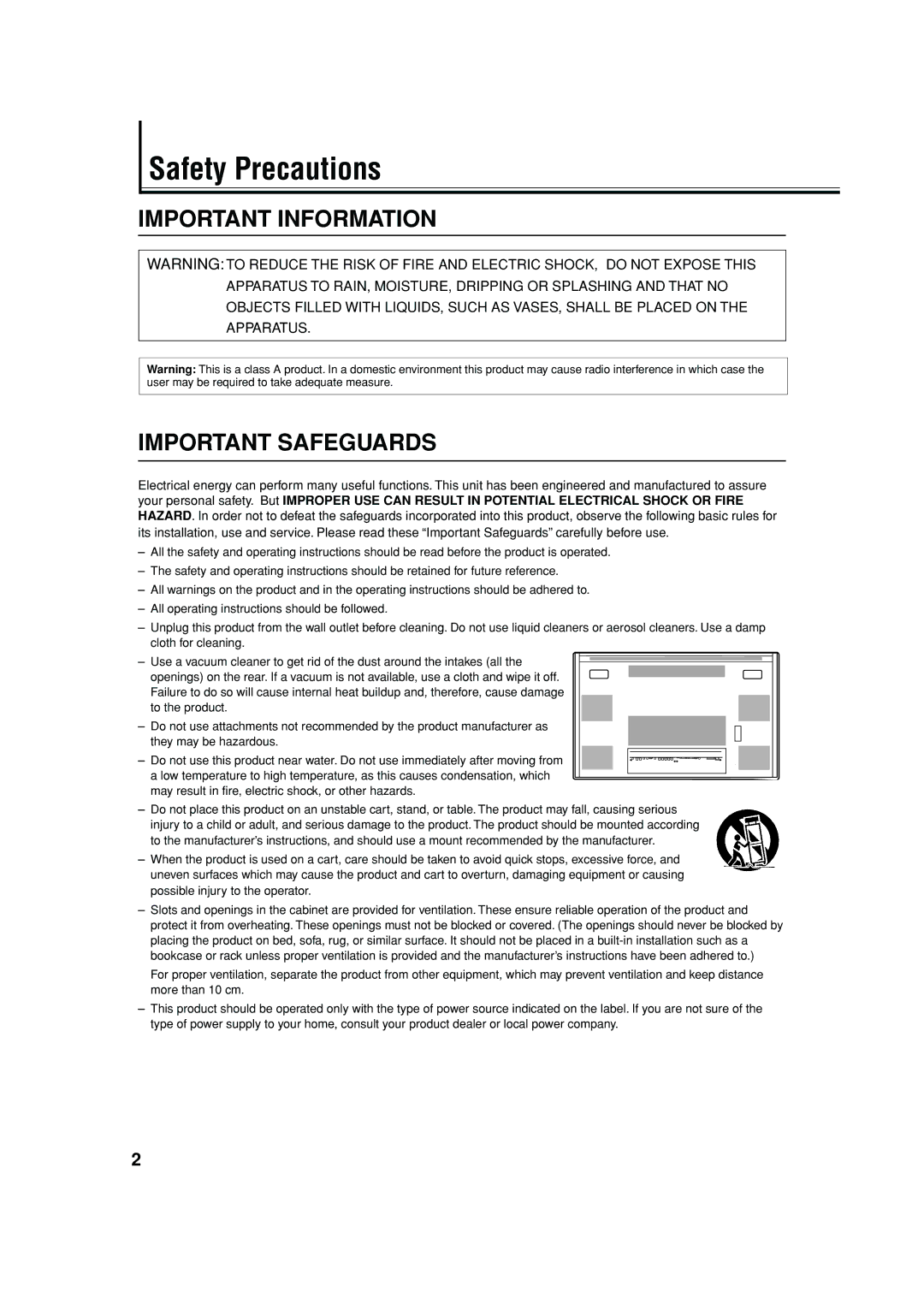 JVC LCT1616-001A, GM-V42C, 0204MKH-MW-VP manual Safety Precautions, Important Information Important Safeguards 