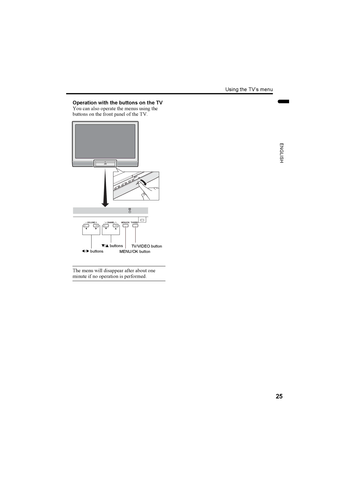 JVC LCT1774-001A, 1004MKH-CR-VP manual Using the TV’s menu 