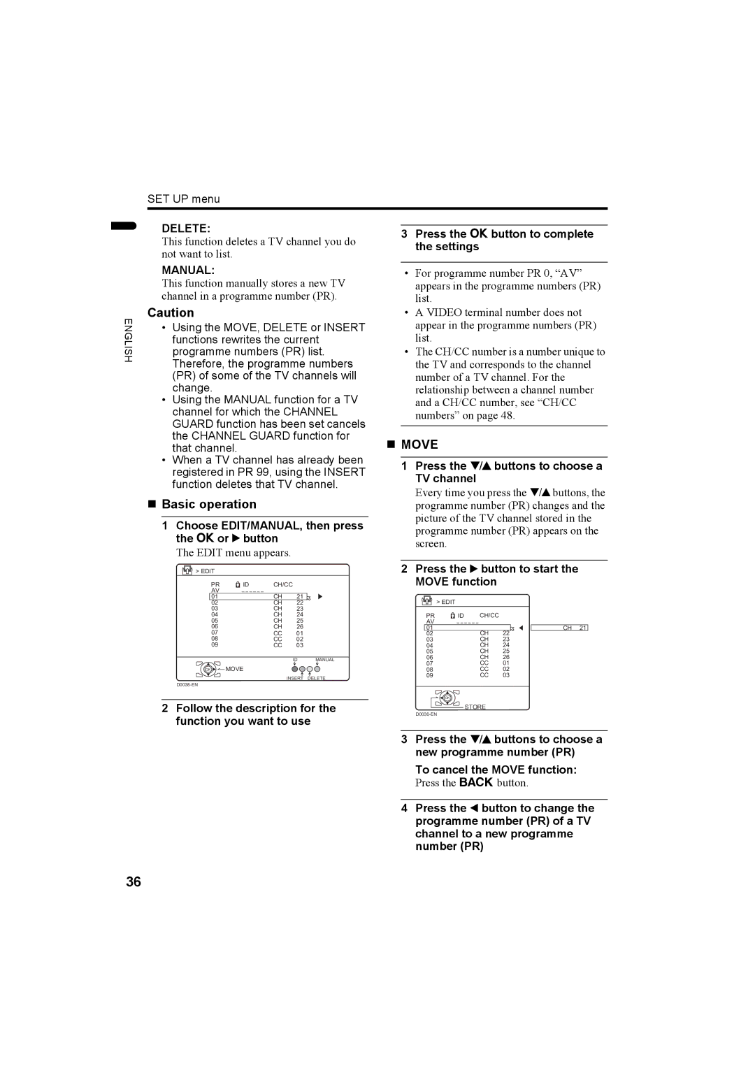 JVC 1004MKH-CR-VP, LCT1774-001A manual „ Basic operation, „ Move, Delete, Manual 