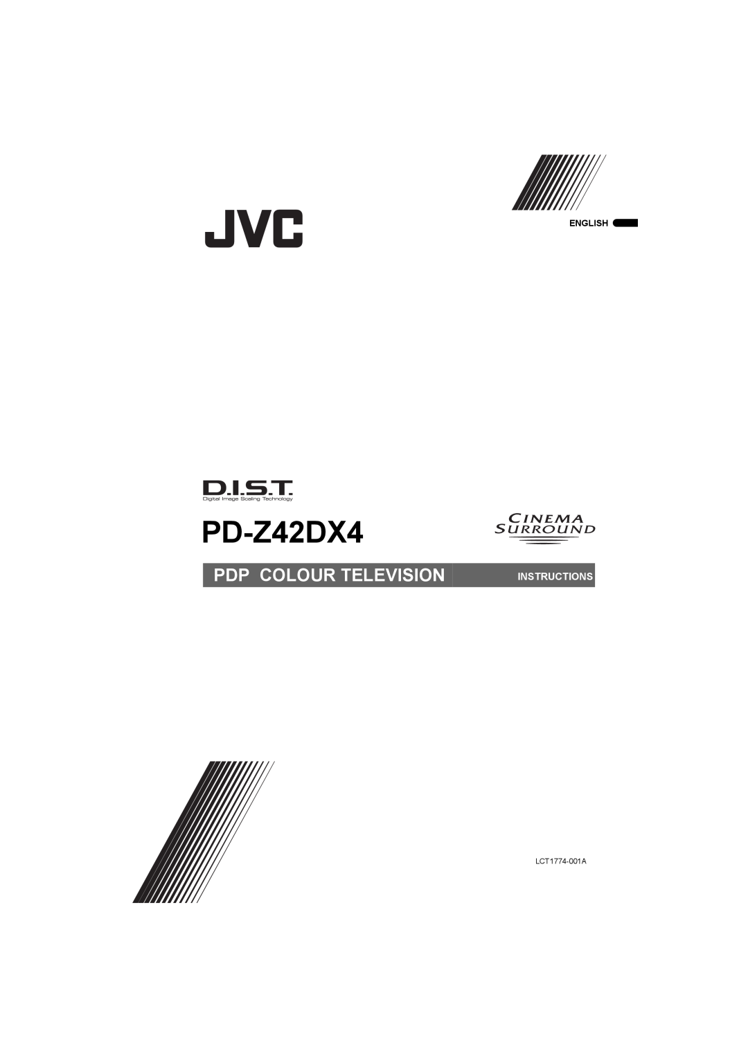 JVC 1004MKH-CR-VP manual PD-Z42DX4, Pdp Colour Television, Instructions, English, LCT1774-001A 