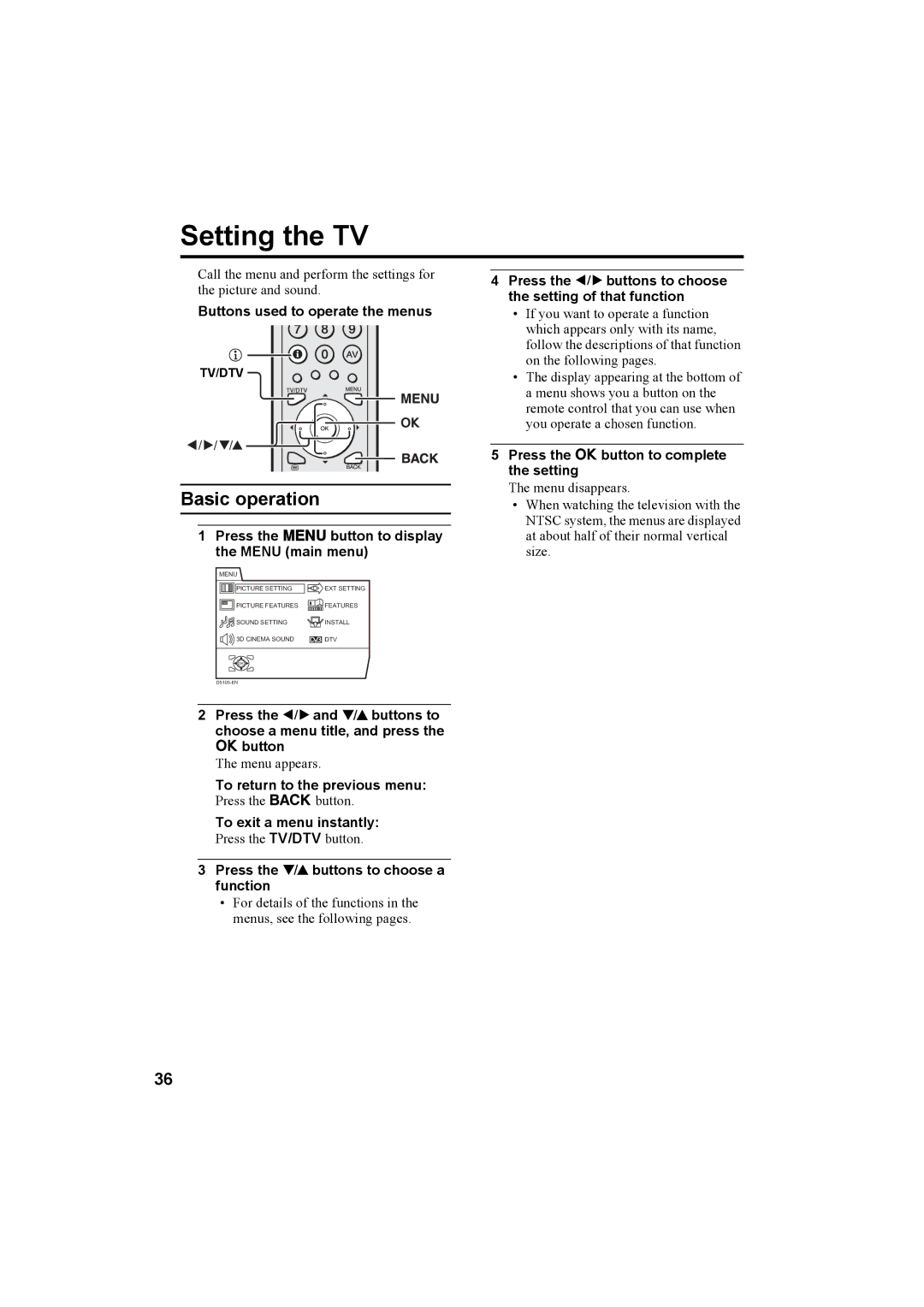 JVC LCT1821-001A-U, 0405TKH-CR-MU manual Setting the TV 