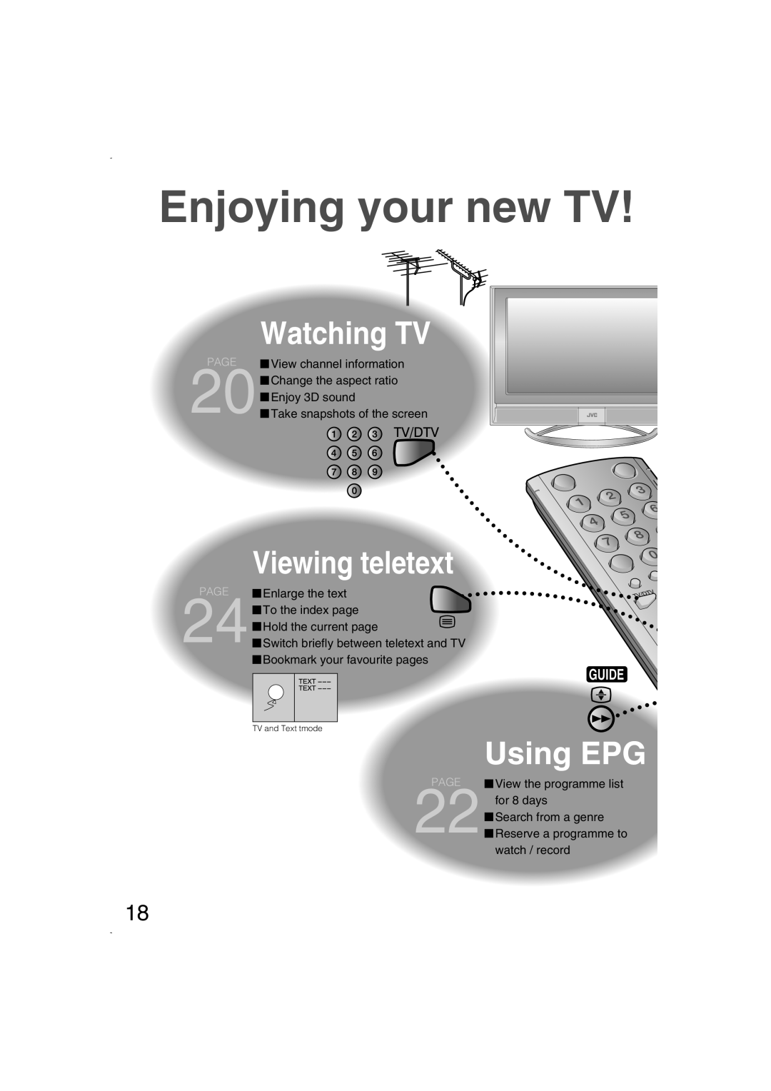 JVC LCT1847-001B-U Enjoying your new TV, Watching TV, Viewing teletext, Using EPG, View channel information, for 8 days 