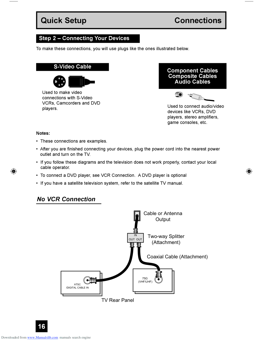 JVC LCT1928-001A-A, HD-61Z456 manual Connecting Your Devices, Video Cable Component Cables Composite Cables Audio Cables 