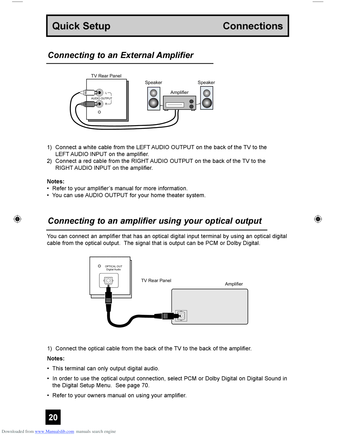 JVC LCT1928-001A-A, HD-61Z456, HD-55G466, HD-55G456 manual Connecting to an External Amplifier 