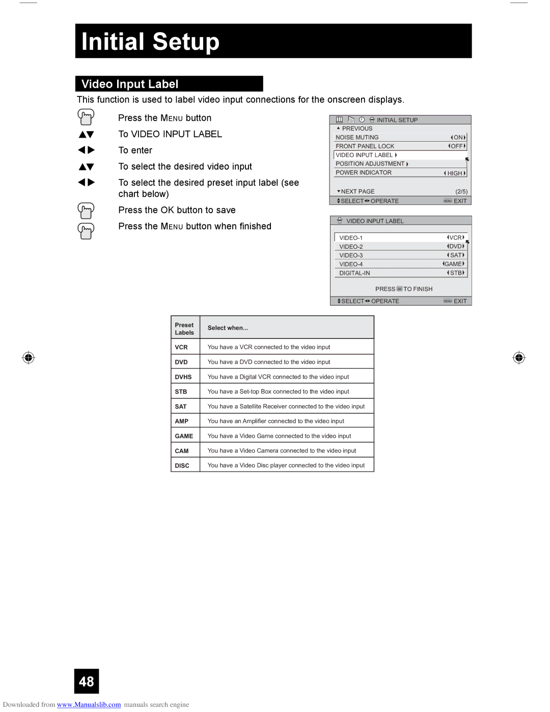 JVC LCT1928-001A-A, HD-61Z456, HD-55G466, HD-55G456 manual Video Input Label 