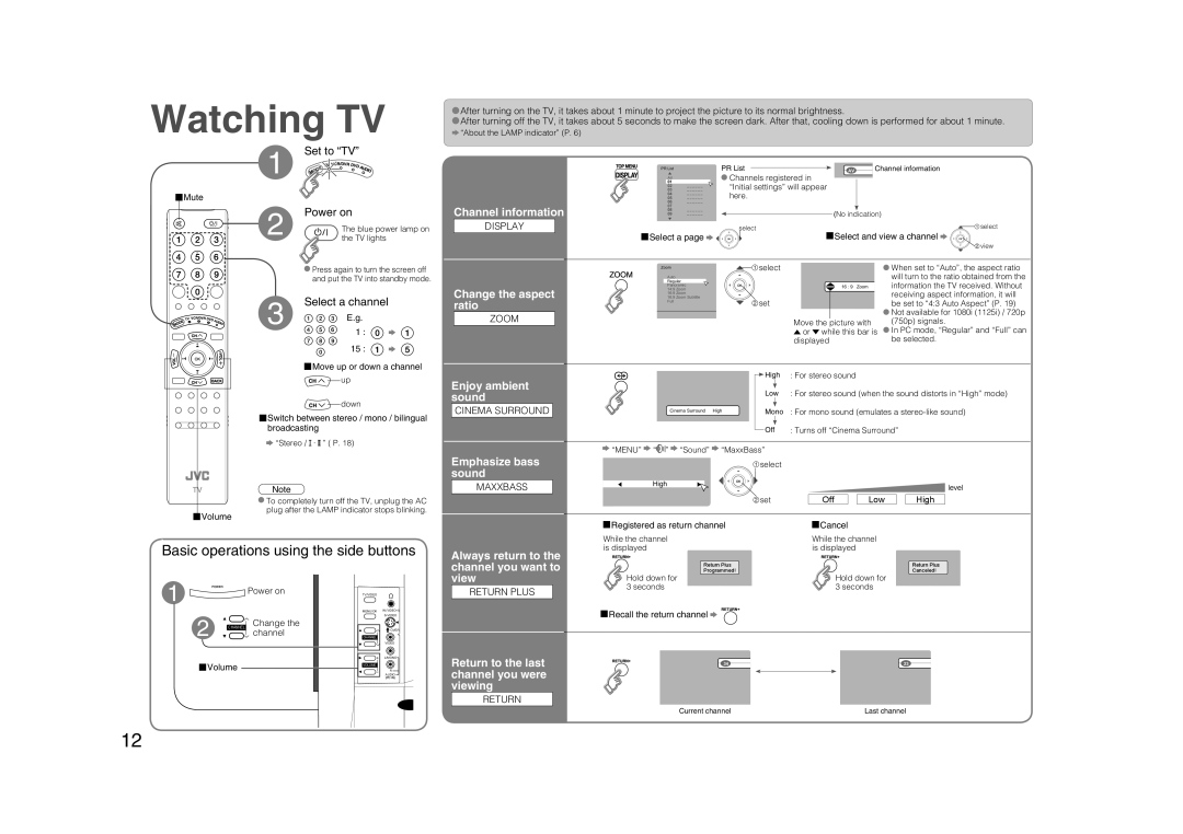 JVC 0706TKH-MW-VPC, LCT2132-001A manual Watching TV 