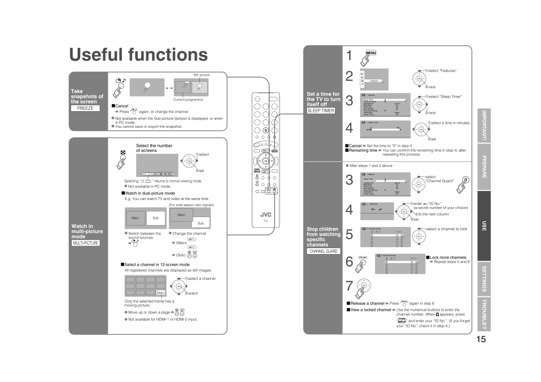 JVC LCT2132-001A, 0706TKH-MW-VPC manual Useful functions 