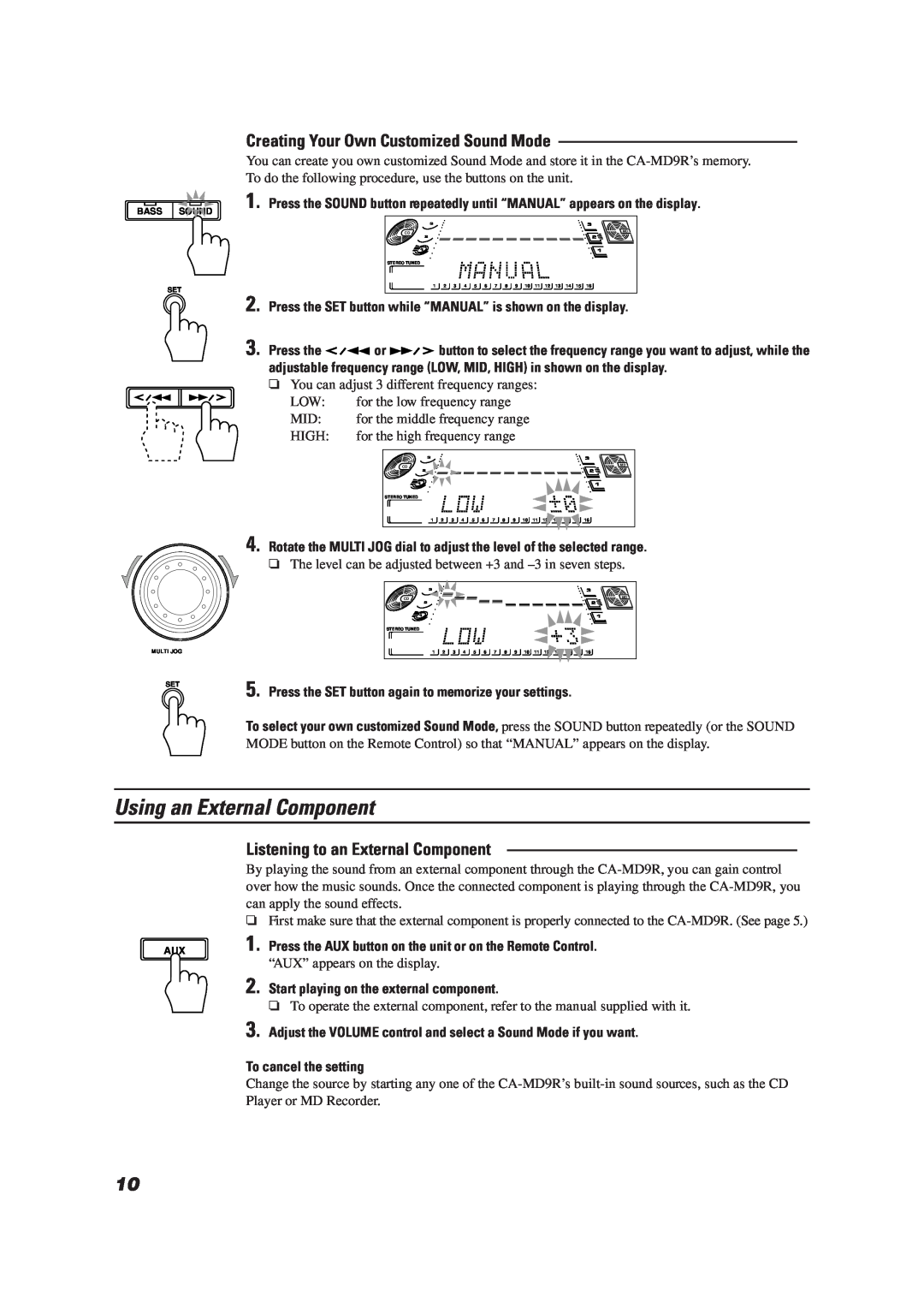 JVC LET0070-002A manual Using an External Component, Start playing on the external component, To cancel the setting 
