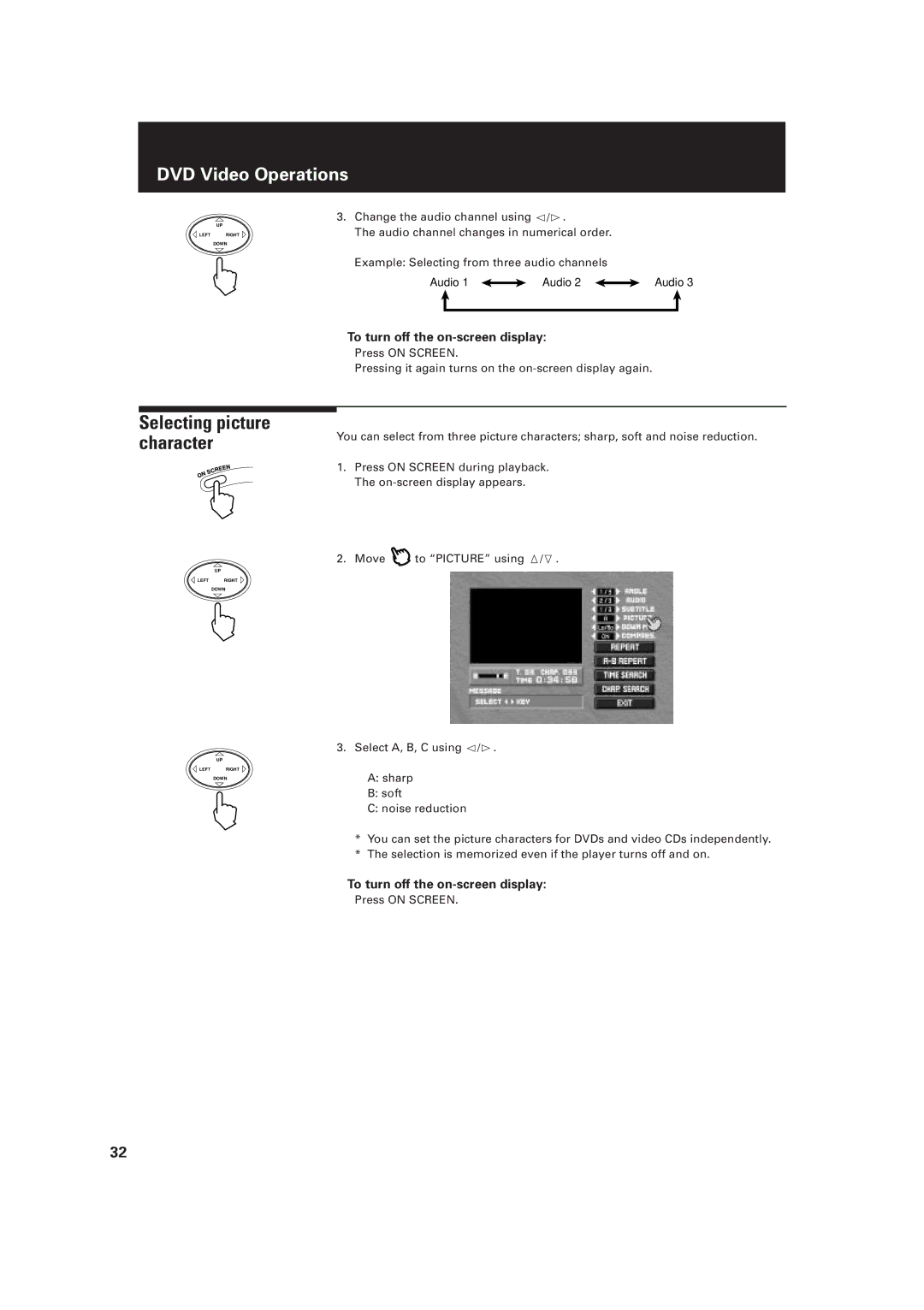 JVC XV-D2000BK, LET0091-001A manual Selecting picture Character 