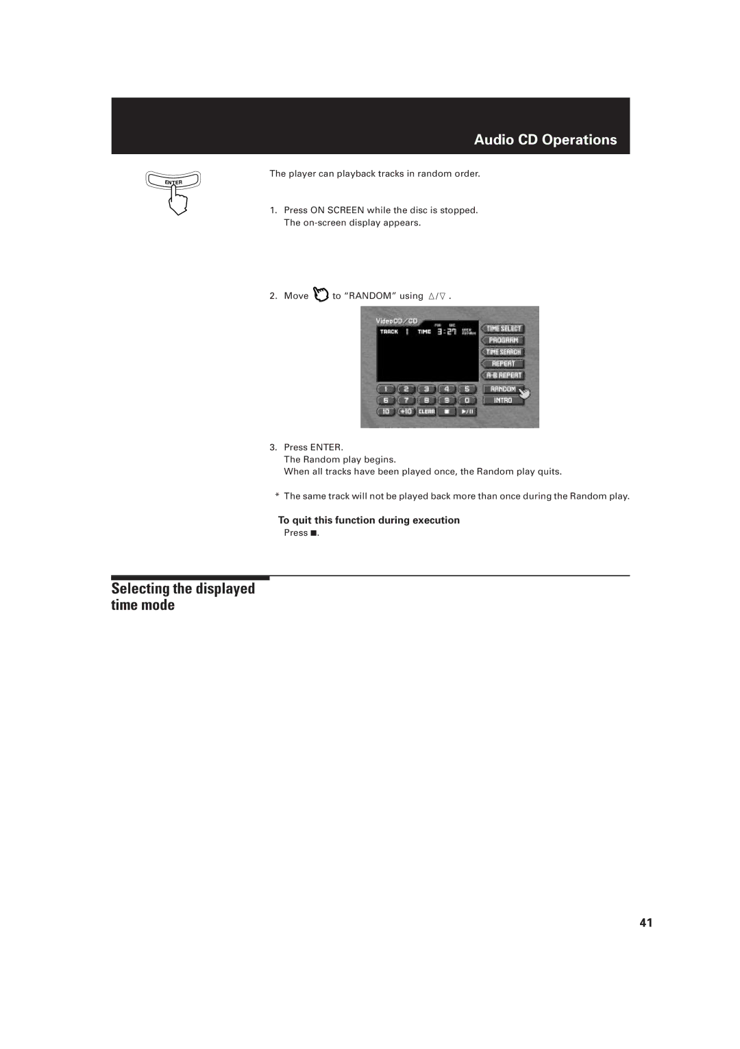 JVC XV-D2000BK, LET0091-001A manual Selecting the displayed time mode 