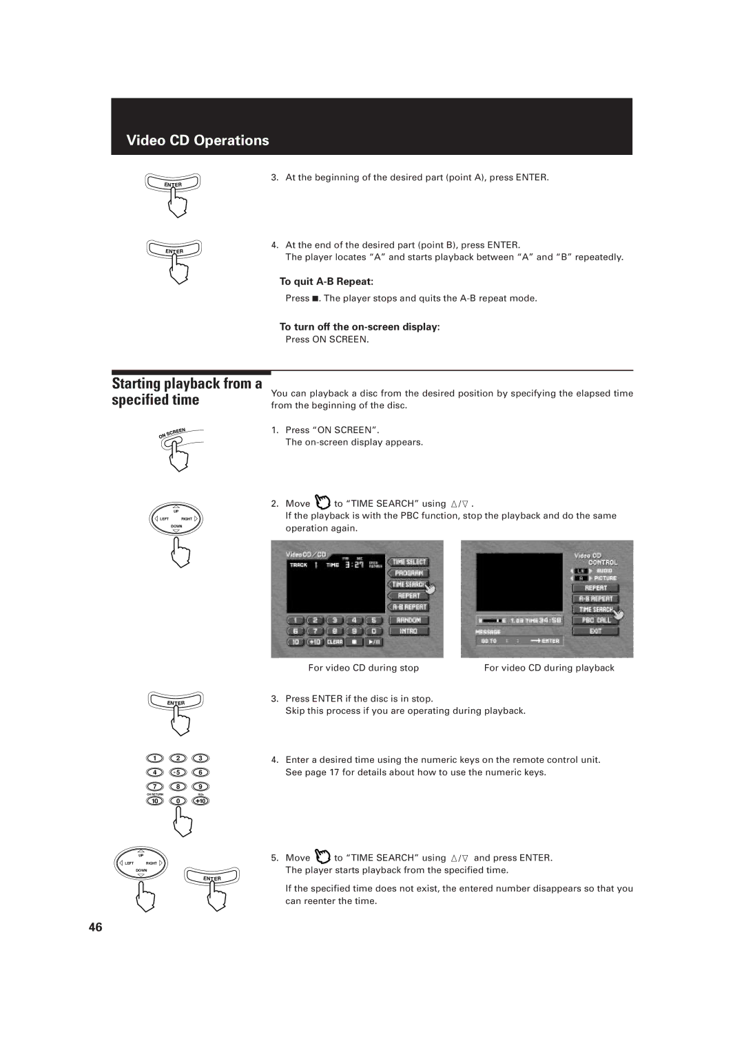 JVC LET0091-001A, XV-D2000BK manual Starting playback from a specified time, To quit A-B Repeat 