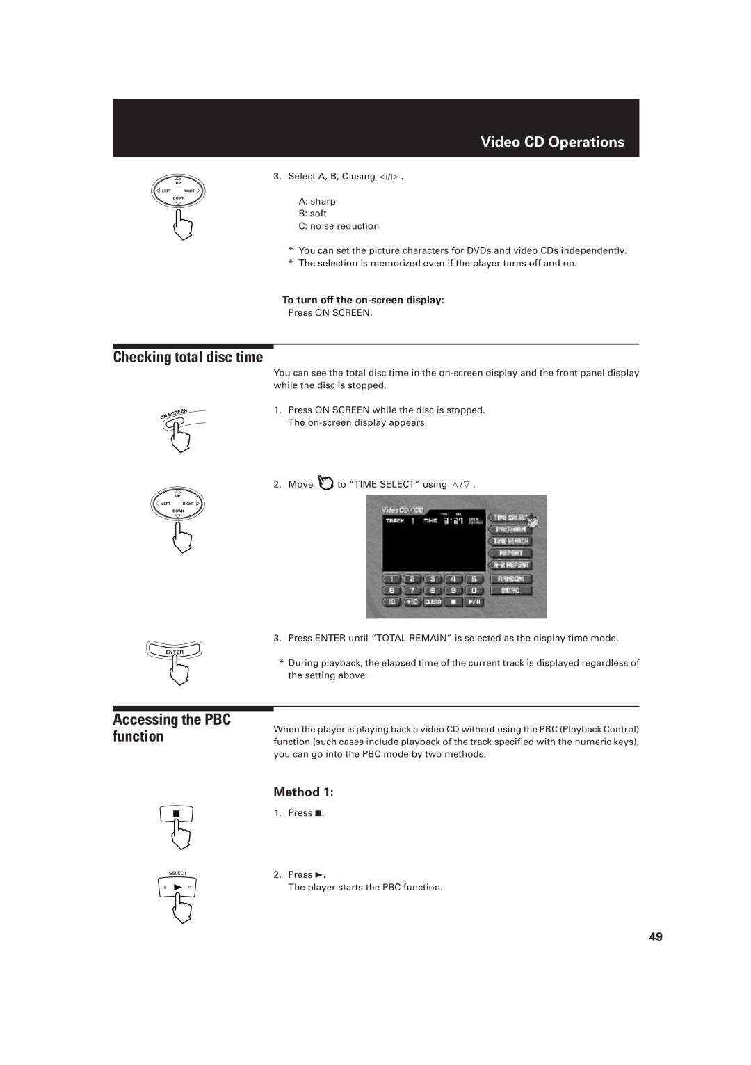 JVC LET0091-001A, XV-D2000BK manual Checking total disc time, Accessing the PBC function, Method 