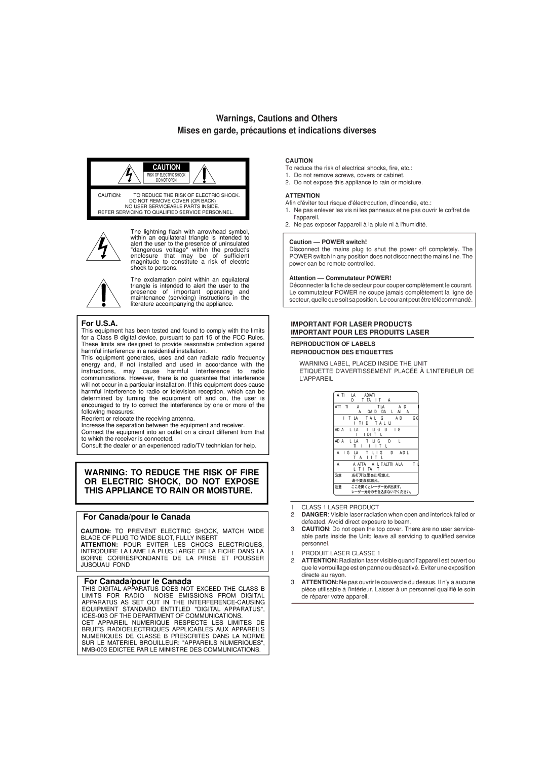 JVC LET0141-002A manual Mises en garde, précautions et indications diverses 