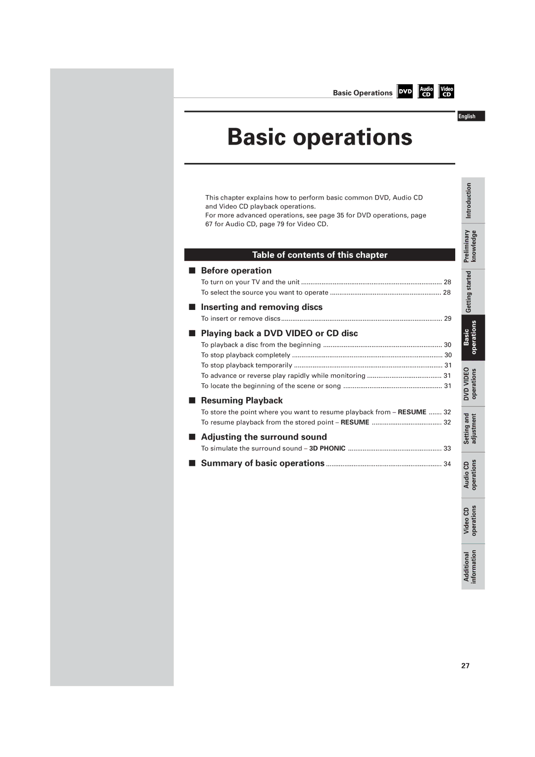 JVC LET0141-002A manual Basic operations 