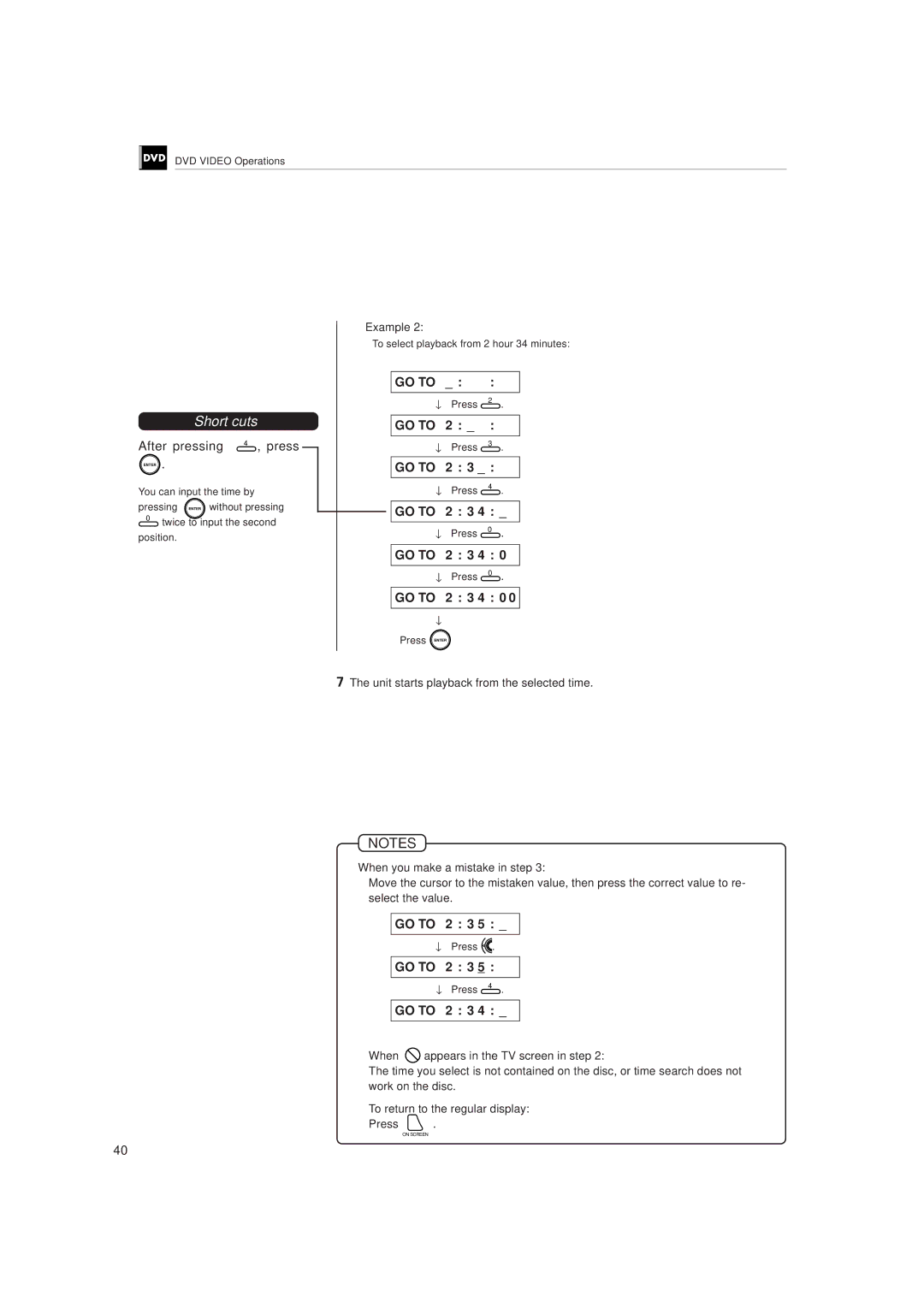 JVC LET0141-002A manual 7The unit starts playback from the selected time, When you make a mistake in step 