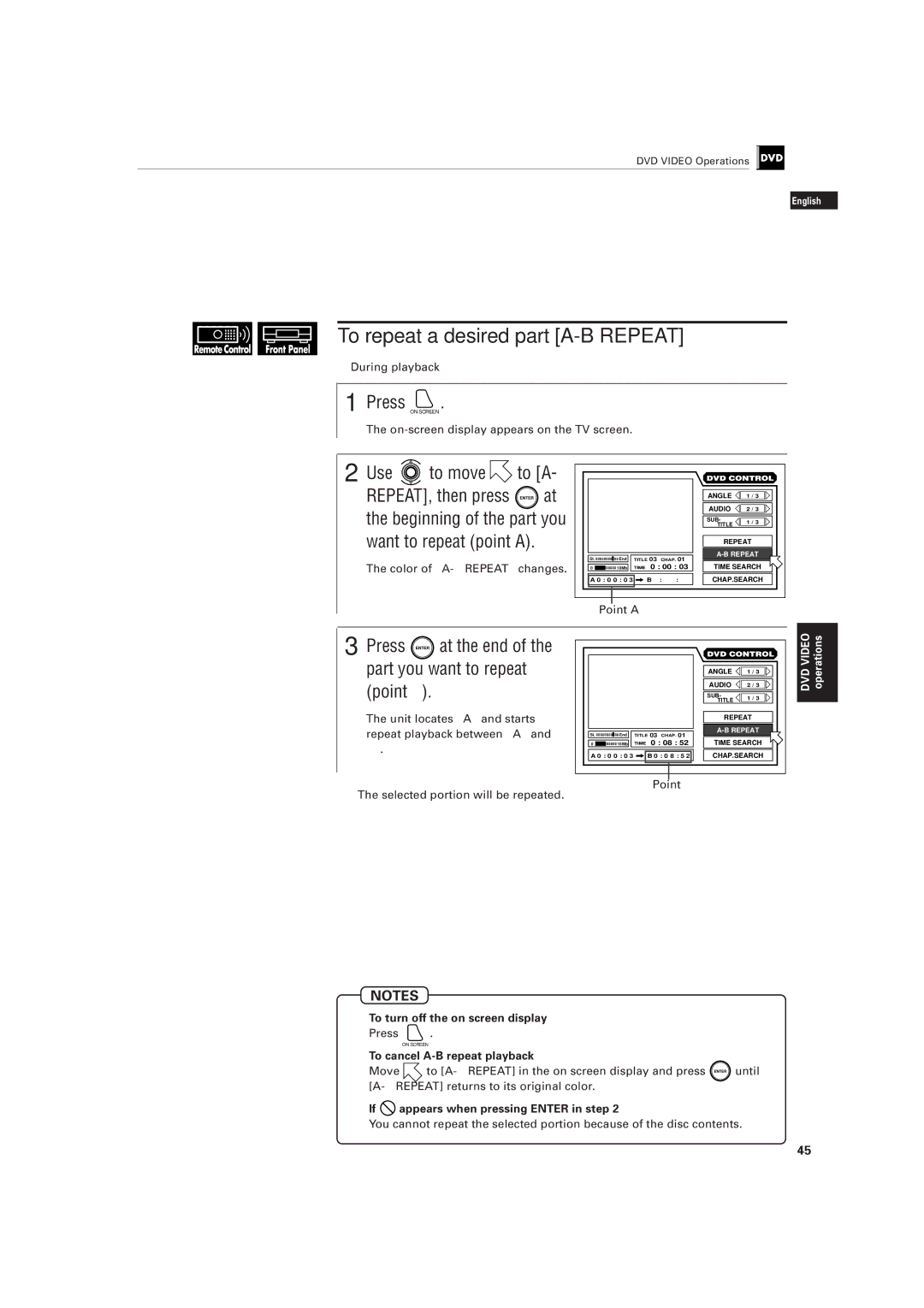 JVC LET0141-002A manual To repeat a desired part A-B Repeat, To cancel A-B repeat playback 