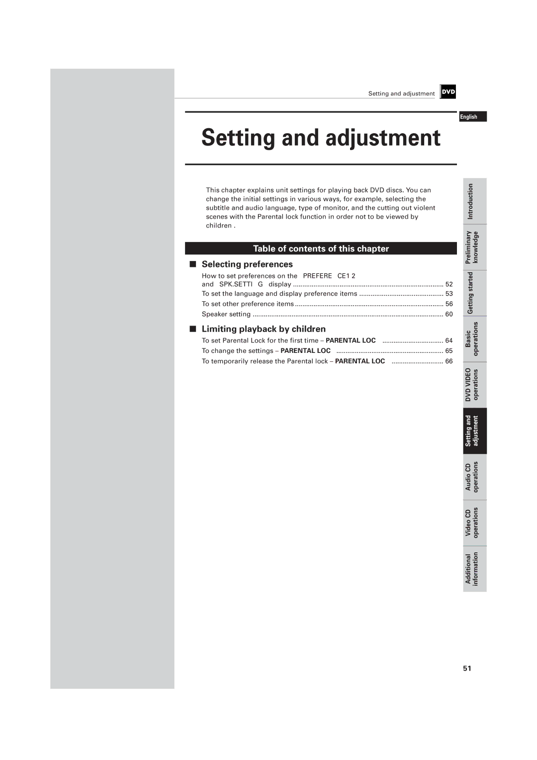 JVC LET0141-002A manual Setting and adjustment 