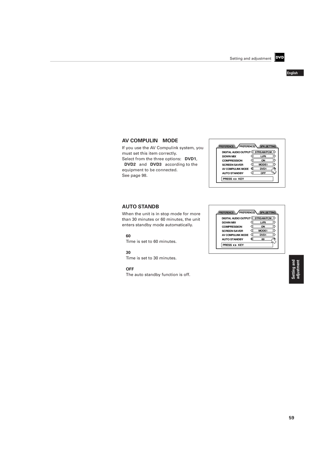 JVC LET0141-002A manual AV Compulink Mode, Auto standby function is off 