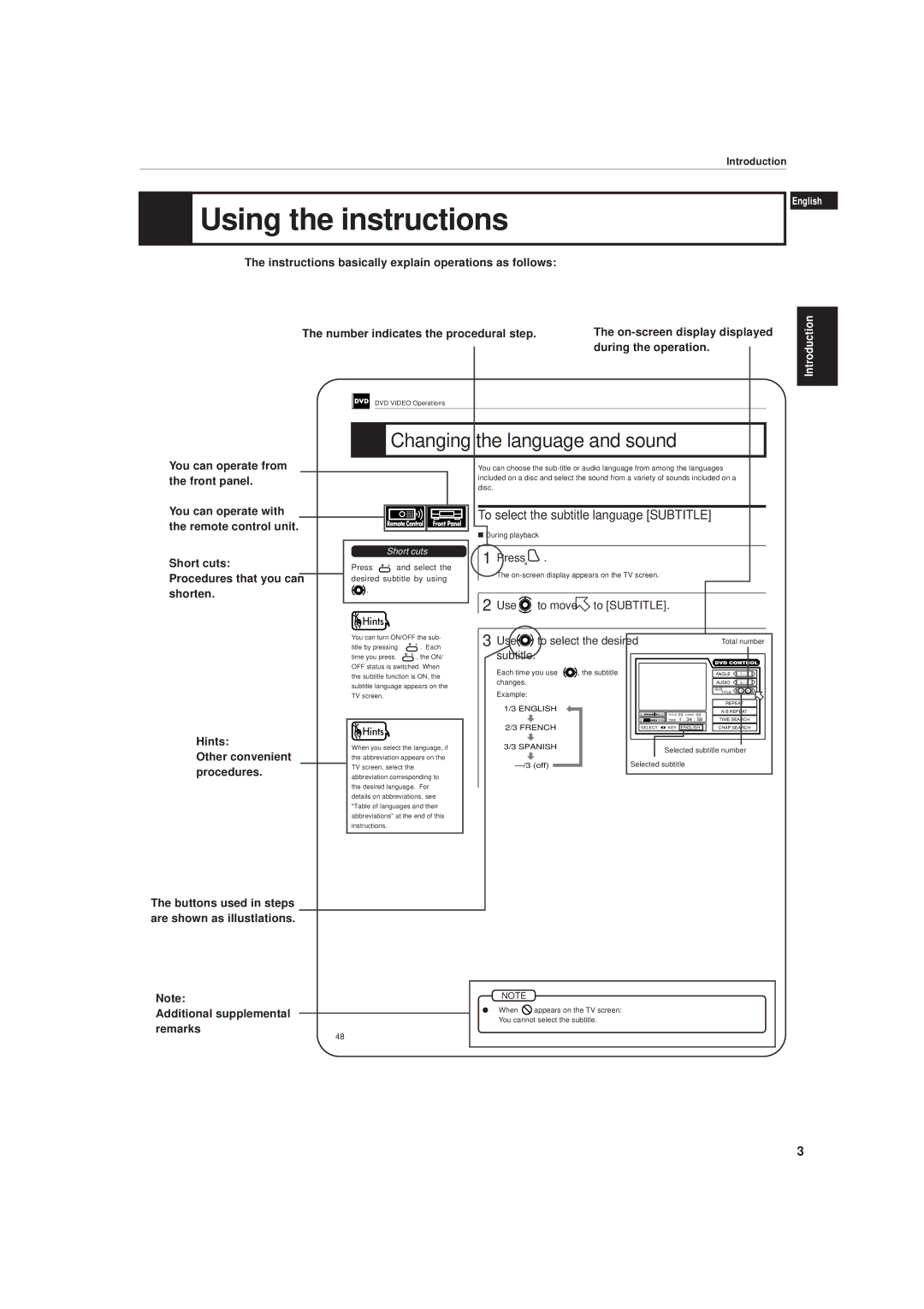 JVC LET0141-002A manual Using the instructions, Changing the language and sound 