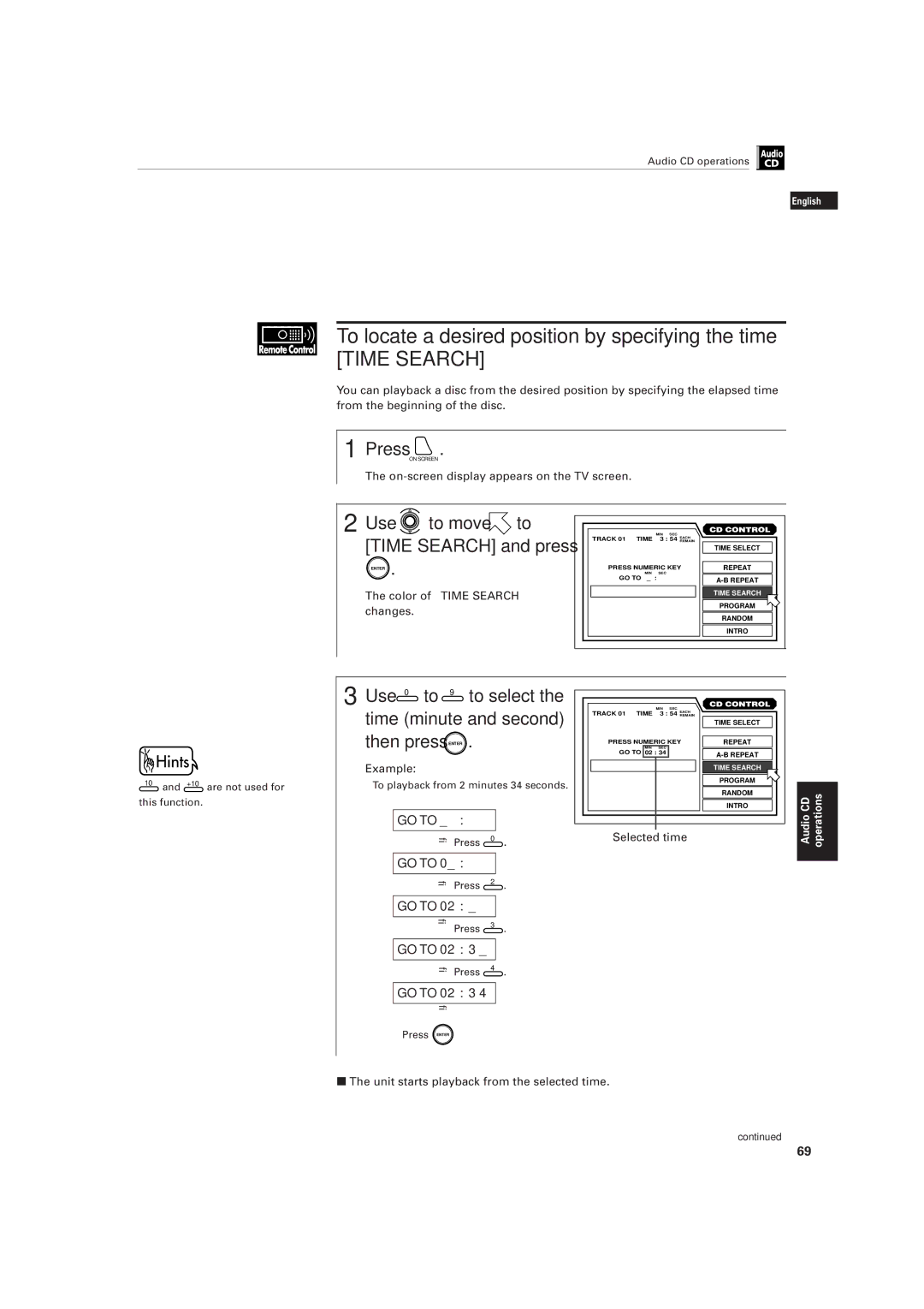 JVC LET0141-002A manual To locate a desired position by specifying the time, Use 0 to 9 to select 