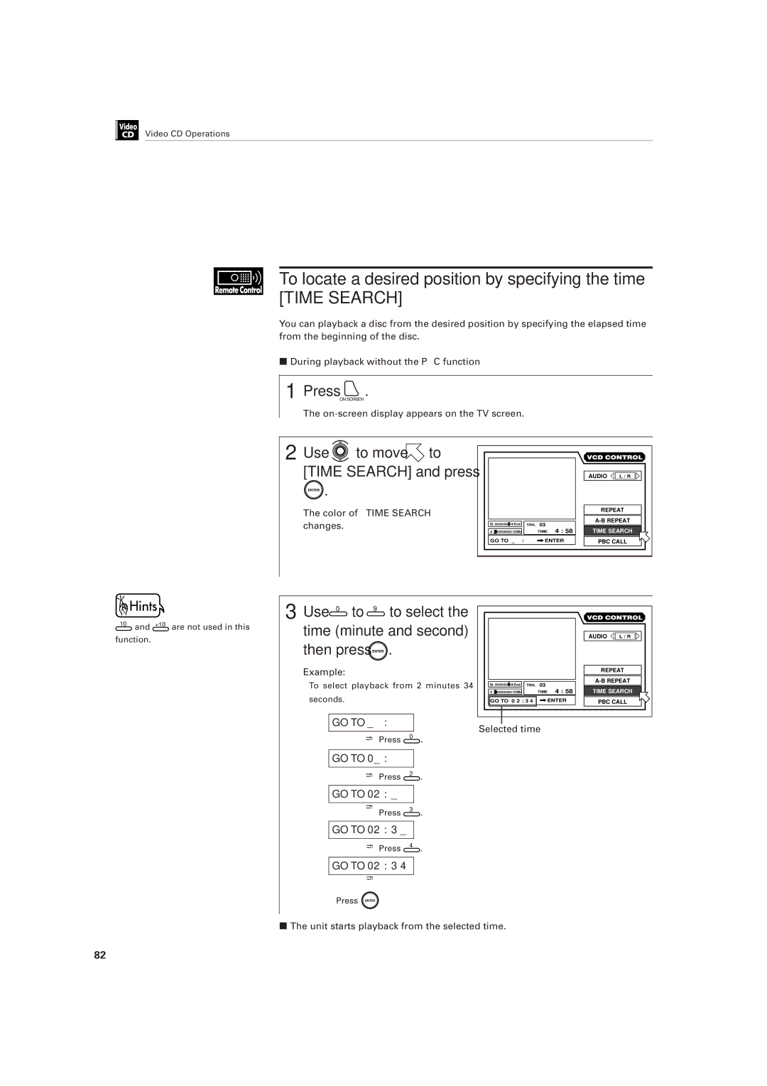 JVC LET0141-002A manual Use to move to Time Search and press 