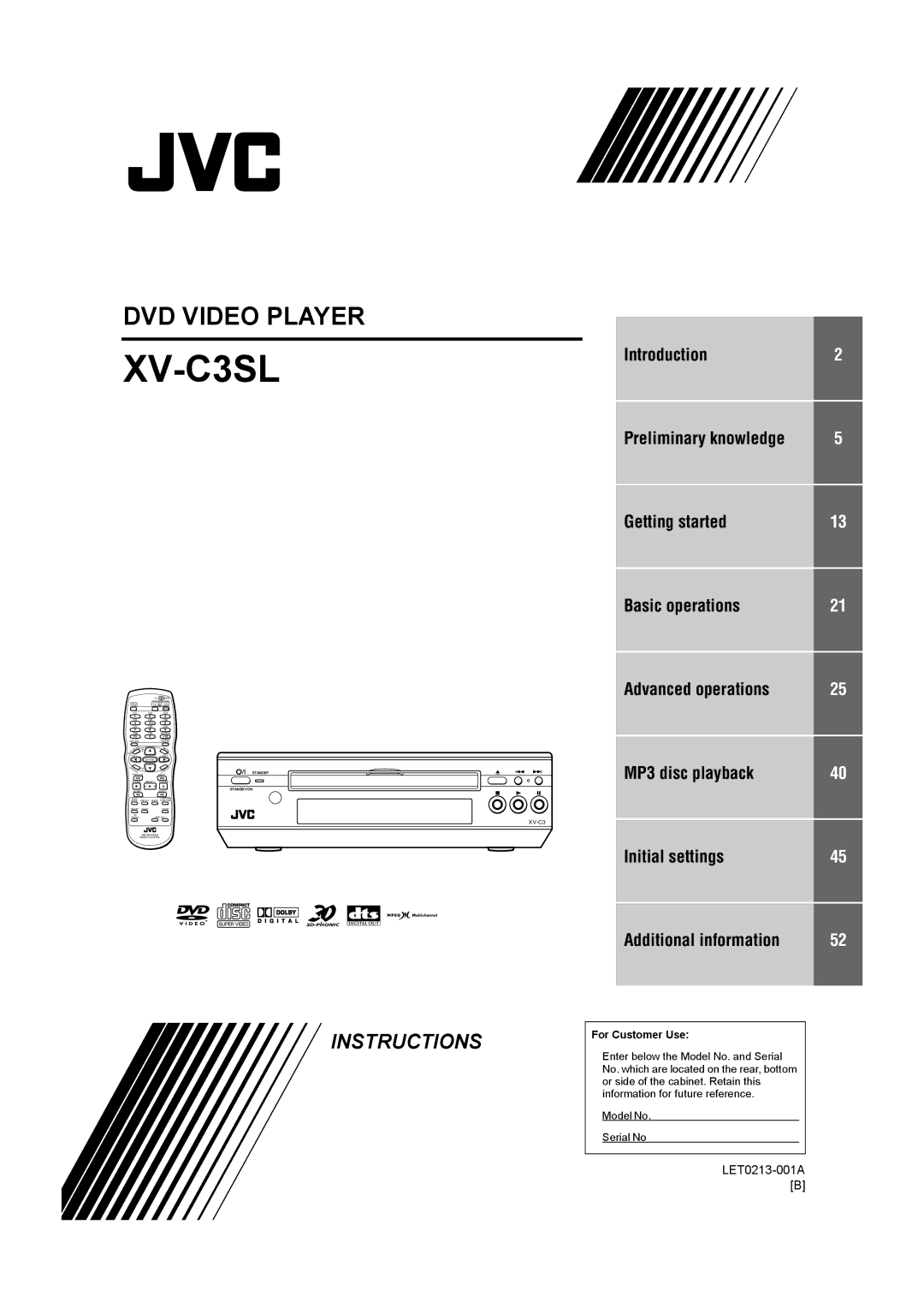 JVC LET0213-001A manual XV-C3SL 