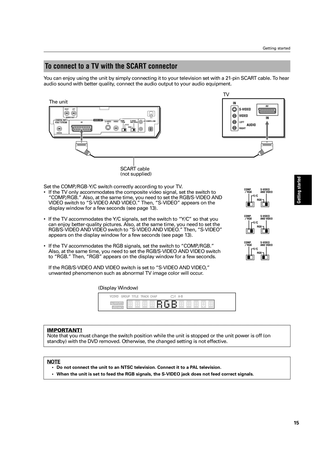 JVC LET0213-001A manual To connect to a TV with the Scart connector 