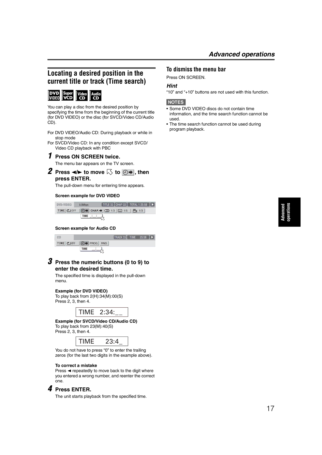 JVC LET0227-003A manual To dismiss the menu bar, Press on Screen twice, Press 2/3 to move to 