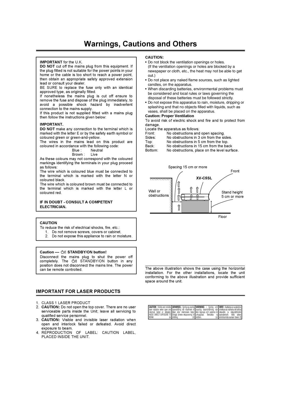 JVC LET0227-003A manual Important for Laser Products 