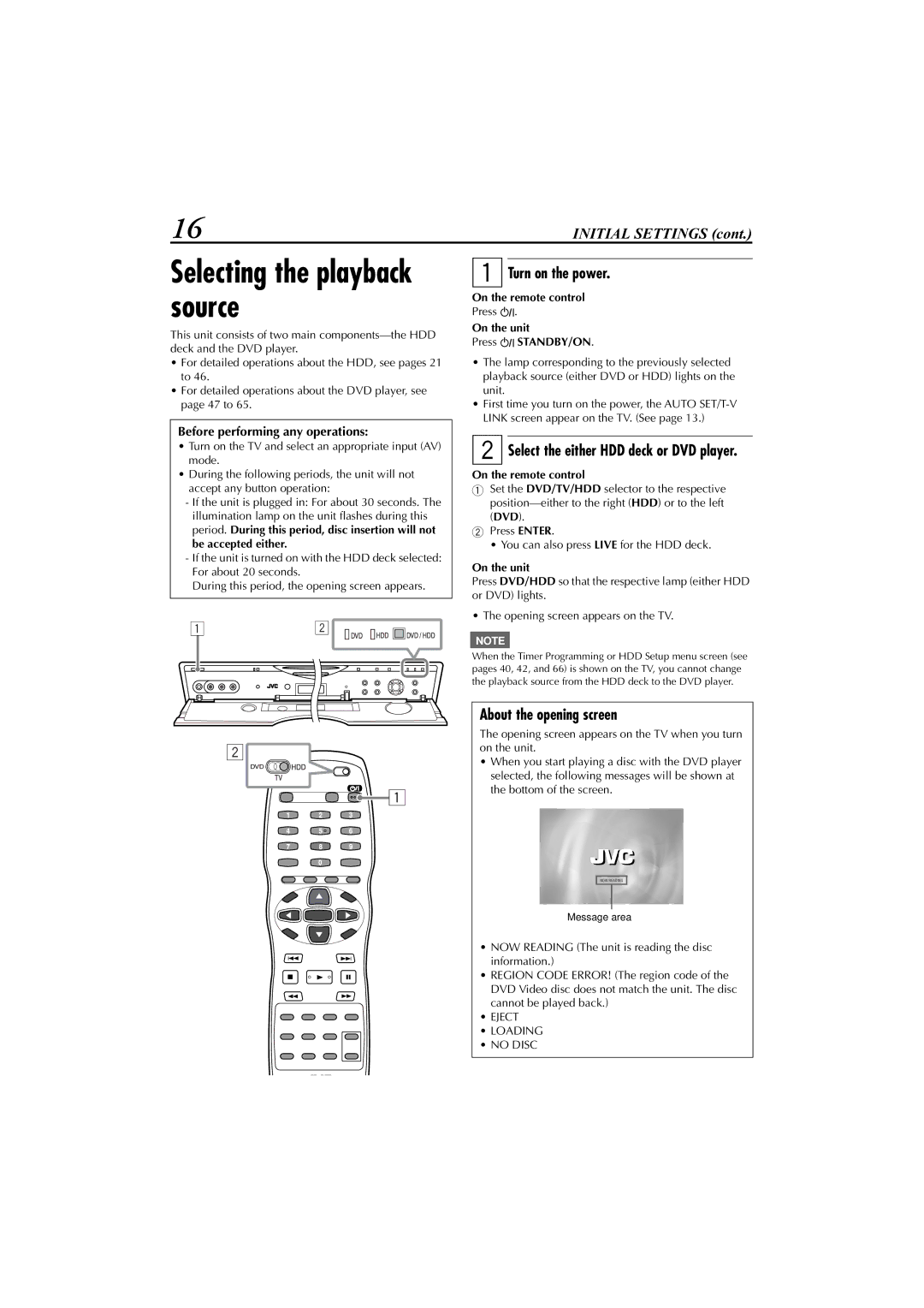 JVC LET0239-001A, XV-DDV1SL manual Selecting the playback source, About the opening screen, Before performing any operations 