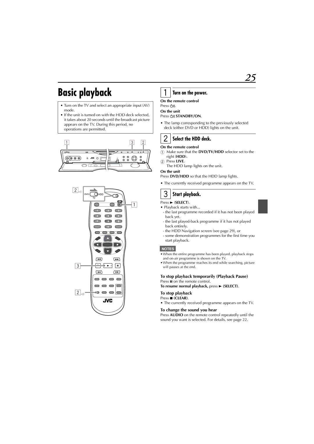 JVC XV-DDV1SL, LET0239-001A manual Basic playback, Start playback, To stop playback temporarily Playback Pause 