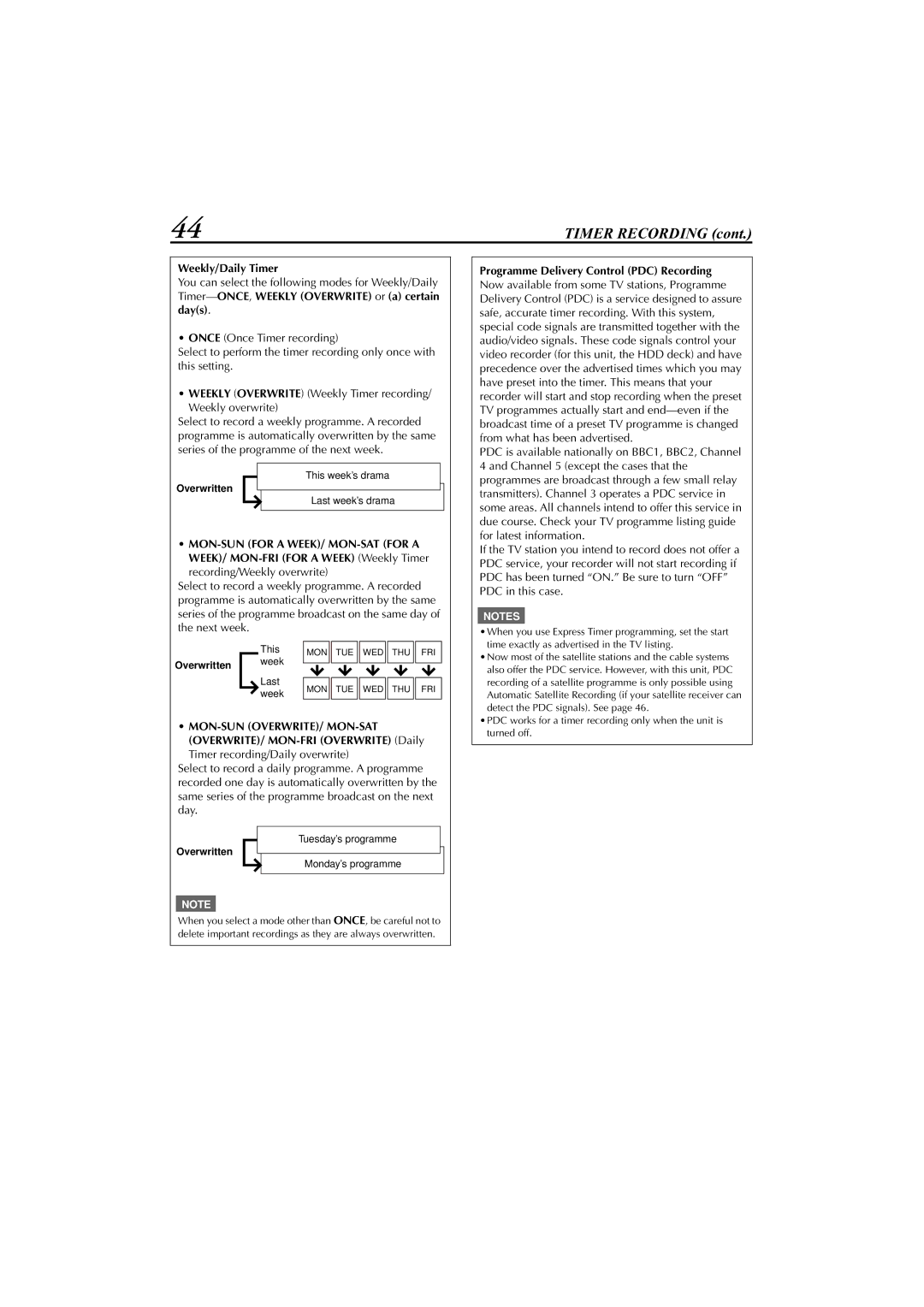 JVC LET0239-001A, XV-DDV1SL manual Weekly/Daily Timer, Monday’s programme 