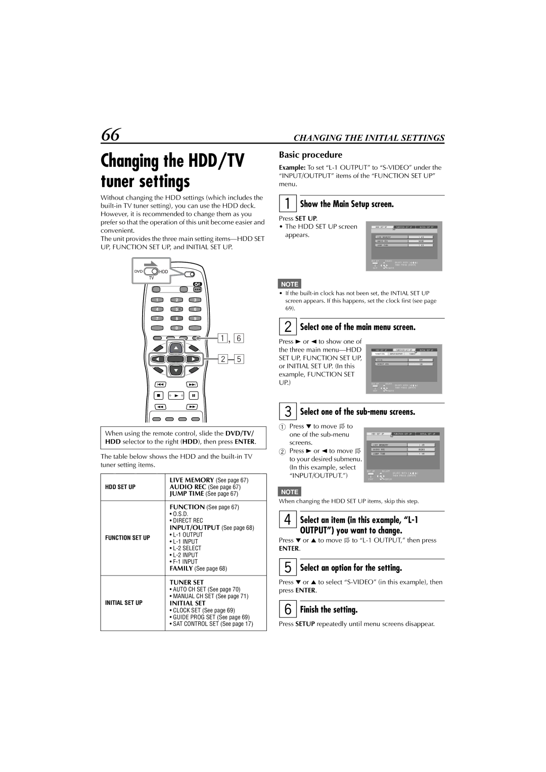 JVC LET0239-001A manual Basic procedure, Show the Main Setup screen, Select one of the main menu screen, Finish the setting 