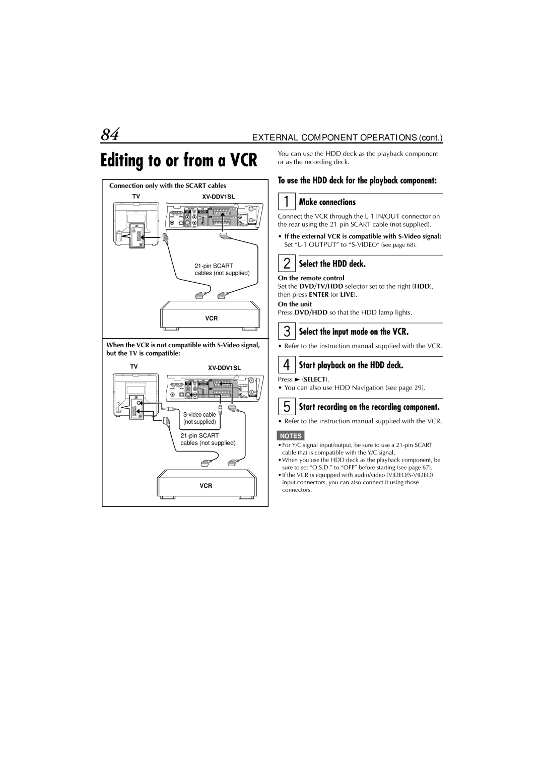 JVC LET0239-001A, XV-DDV1SL To use the HDD deck for the playback component, Start recording on the recording component 