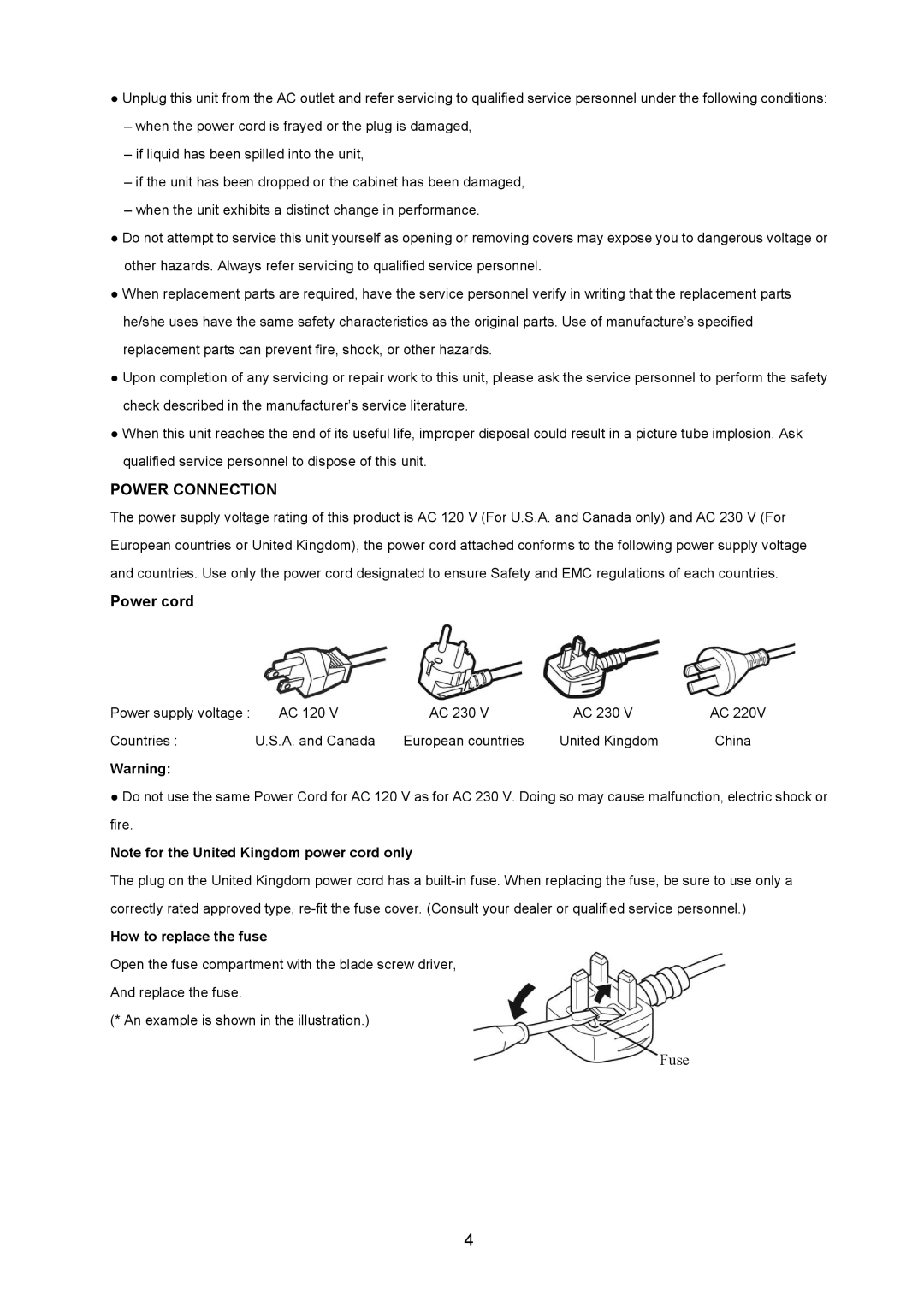 JVC LM-15G, LM-17G manual Power Connection 